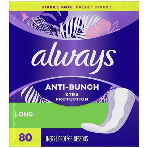 Image for Always Daily Liners, Xtra Protection, Long, Double Pack,80ea from Irwin's Pharmacy