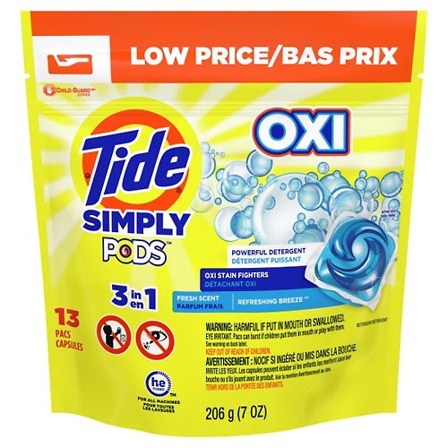 Image for Tide Detergent, Oxi, Refreshing Breeze, 3 in 1,13ea from Irwin's Pharmacy