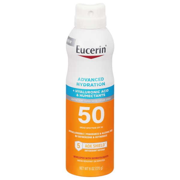 Image for Eucerin Sunscreen Lotion Spray, Lightweight, Advanced Hydration, Broad Spectrum SPF 50,6oz from Irwin's Pharmacy