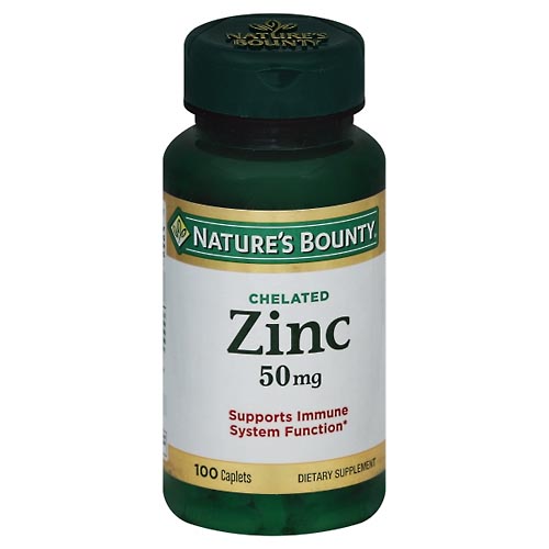 Image for Natures Bounty Zinc, Chelated, 50 mg, Caplets,100ea from Irwin's Pharmacy