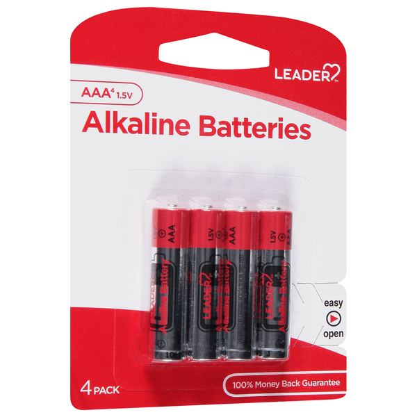Image for Leader Batteries, Alkaline, AAA, 1.5V, 4 Pack, 4ea from Irwin's Pharmacy