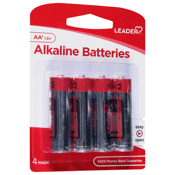 Image for Leader Batteries, Alkaline, AA, 1.5 Volt, 4 Pack, 4ea from Irwin's Pharmacy