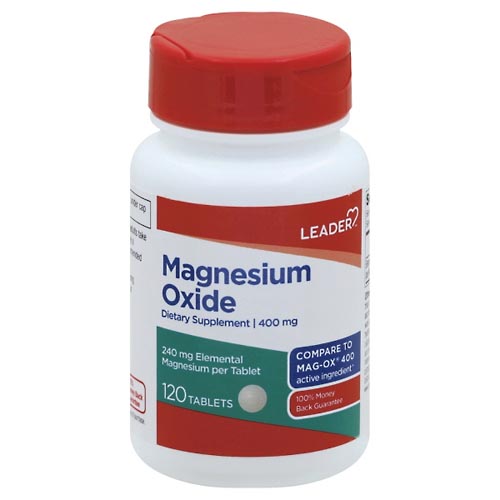 Image for Leader Magnesium Oxide, 400 mg, Tablets,120ea from Irwin's Pharmacy