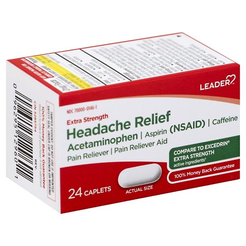 Image for Leader Headache Relief, Extra Strength, Caplets,24ea from Irwin's Pharmacy