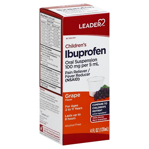 Image for Leader Ibuprofen, Children's, Grape Flavor,4oz from Irwin's Pharmacy