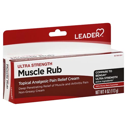 Image for Leader Muscle Rub, Ultra Strength, Cream,4oz from Irwin's Pharmacy