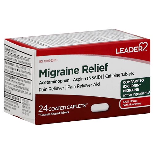 Image for Leader Migraine Relief, Coated Caplets,24ea from Irwin's Pharmacy