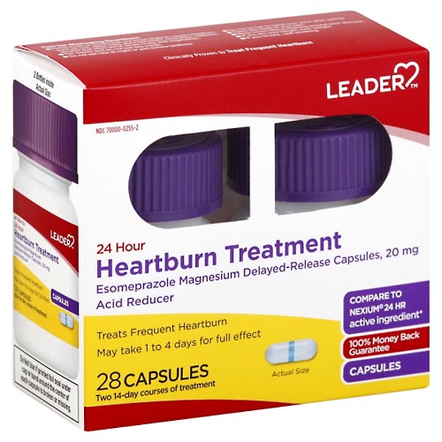 Image for Leader Heartburn Treatment, 24 Hour, Capsules,28ea from Irwin's Pharmacy
