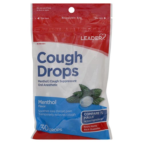 Image for Leader Cough Drops, Sugar Free, Menthol Flavor,30ea from Irwin's Pharmacy
