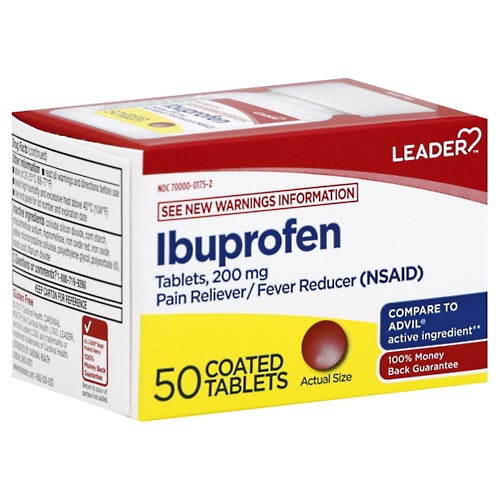 Image for Leader Ibuprofen, 200 mg, Coated Tablets,50ea from Irwin's Pharmacy