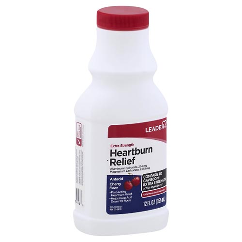 Image for Leader Heartburn Relief, Extra Strength, Cherry Flavor,12oz from Irwin's Pharmacy