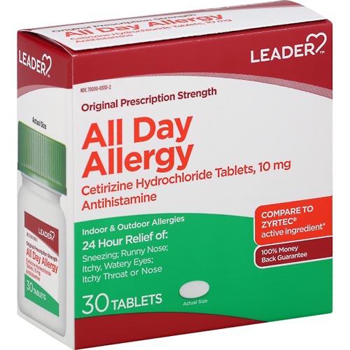 Image for Leader All Day Allergy, Original Prescription Strength, Tablets,30ea from Irwin's Pharmacy