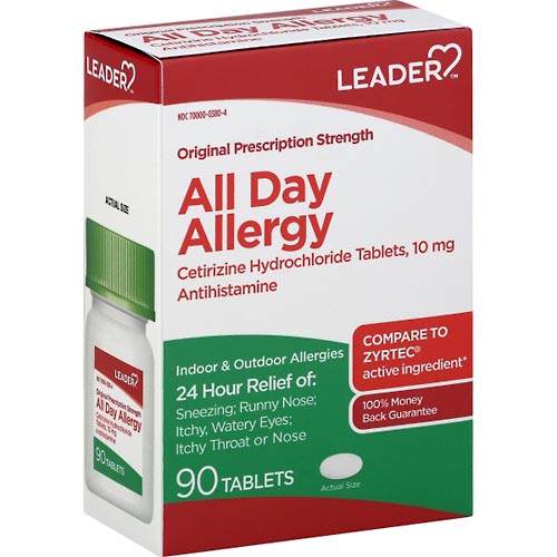 Image for Leader All Day Allergy Relief, 24 Hr,Original, Tablet,90ea from Irwin's Pharmacy
