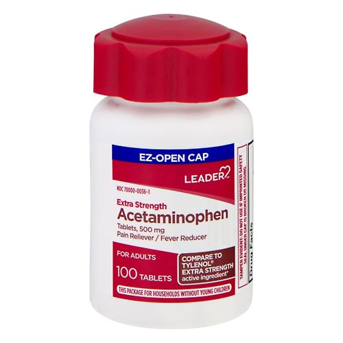 Image for Leader Acetaminophen, Extra Strength, 500 mg, for Adults, Tablets,100ea from Irwin's Pharmacy