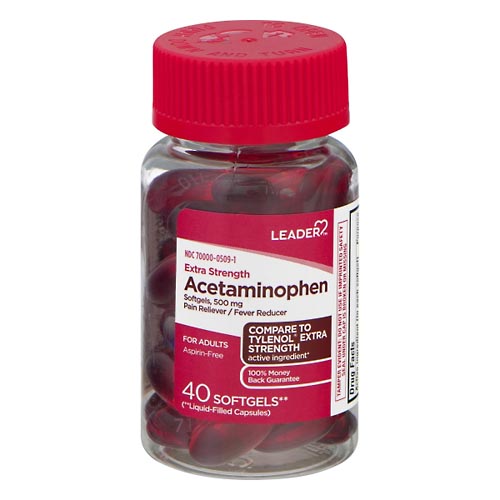 Image for Leader Acetaminophen, Extra Strength, 500 mg, Caplets,40ea from Irwin's Pharmacy