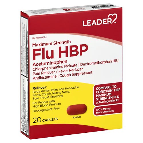 Image for Leader Flu HBP, Maximum Strength, Caplets,20ea from Irwin's Pharmacy