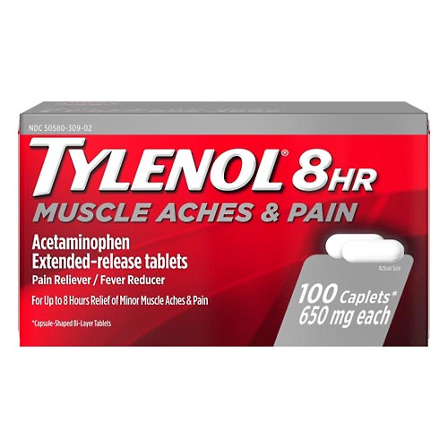 Image for Tylenol Muscle Aches & Pain, 650 mg, 8 HR, Caplets,100ea from Irwin's Pharmacy