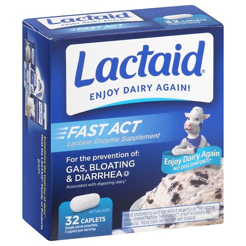 Image for Lactaid Lactase Enzyme Supplement, Fast Act, Caplets,32ea from Irwin's Pharmacy