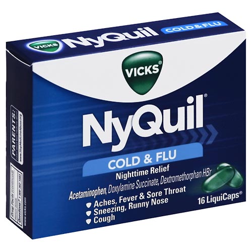 Image for Vicks Cold & Flu, Nighttime Relief, LiquiCaps,16ea from Irwin's Pharmacy