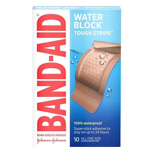Image for Band Aid Bandages, Adhesive, Tough Strips, All One Size,10ea from Irwin's Pharmacy