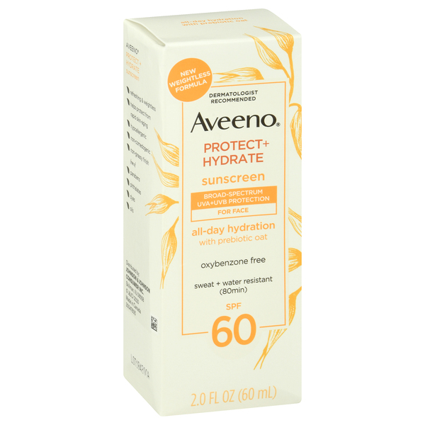 Image for Aveeno Sunscreen, Protect + Hydrate, For Face, SPF 60,2oz from Irwin's Pharmacy