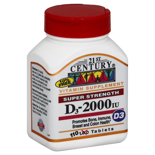 Image for 21st Century Vitamin D3, Super Strength, 2000 IU, Tablets,110ea from Irwin's Pharmacy