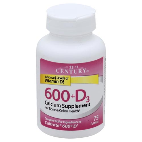 Image for 21st Century Calcium 600+D3, Tablets,75ea from Irwin's Pharmacy