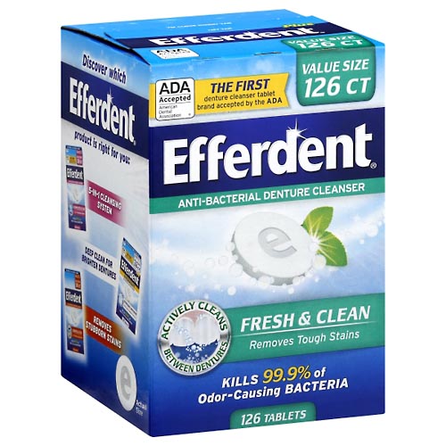 Image for Efferdent Denture Cleanser, Antibacterial, Fresh & Clean, Value Size,126ea from Irwin's Pharmacy