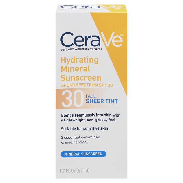 Image for CeraVe Sunscreen, Hydrating Mineral, Face, Broad Spectrum SPF 30,1.7fl oz from Irwin's Pharmacy
